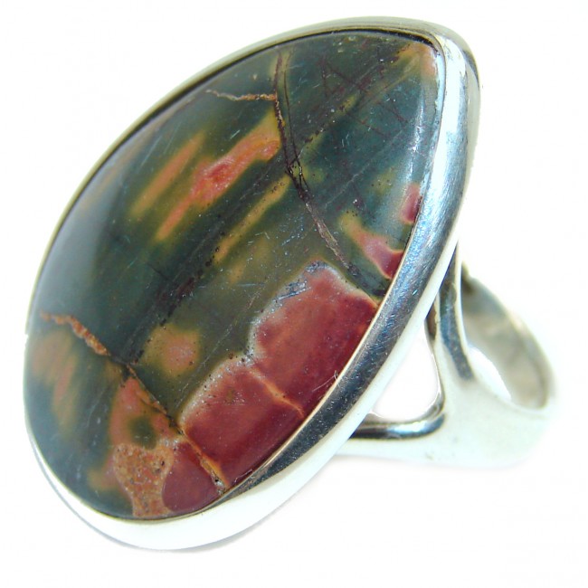 Perfect Red Creek Jasper Sterling Silver handmade Ring s. 7