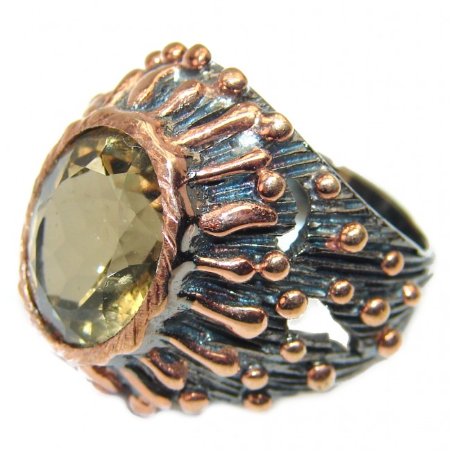 Vintage Style Citrine .925 Sterling Silver handmade Ring s. 6