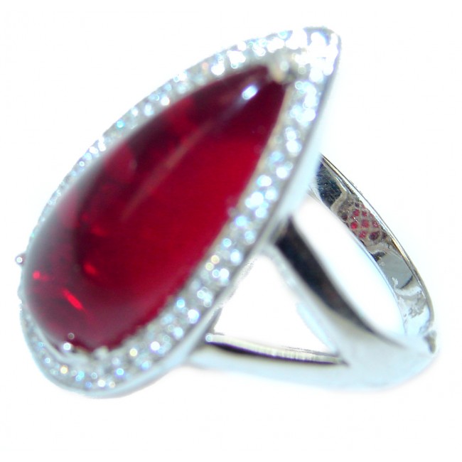 Authentic volcanic Red Helenite .925 Sterling Silver HUGE ring s. 8