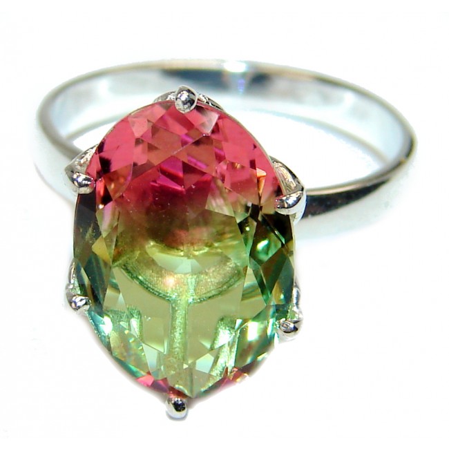 Oval cut 9.5 carat Volcanic Tourmaline .925 Sterling Silver handcrafted Ring s. 6 1/2