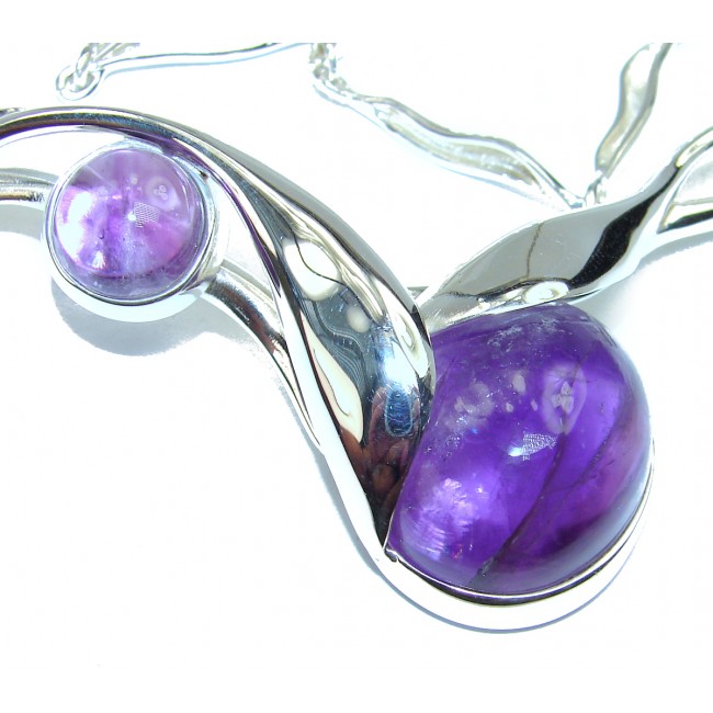 Purple Astonishment genuine Amethyst .925 Sterling Silver handmade Necklace