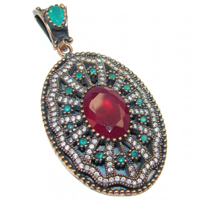 Precious Treasure Genuine Ruby .925 Sterling Silver handmade Pendant