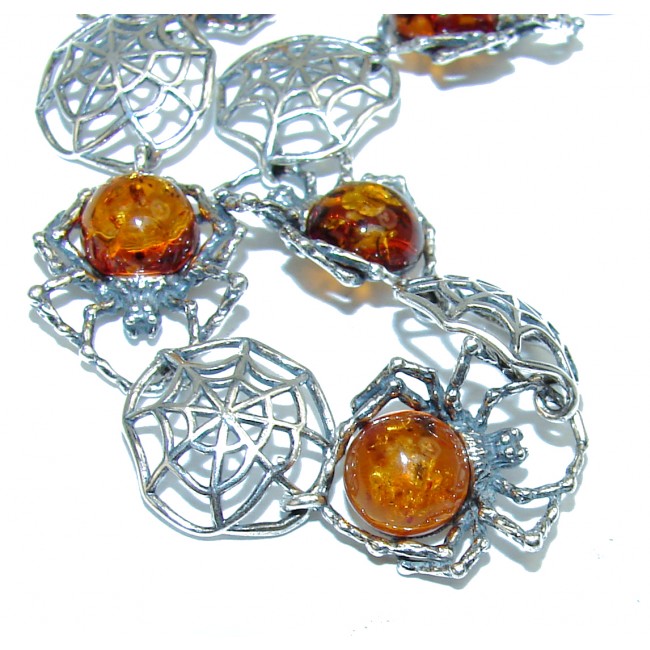 7 Spiders Baltic Amber .925 Sterling Silver handcrafted Bracelet