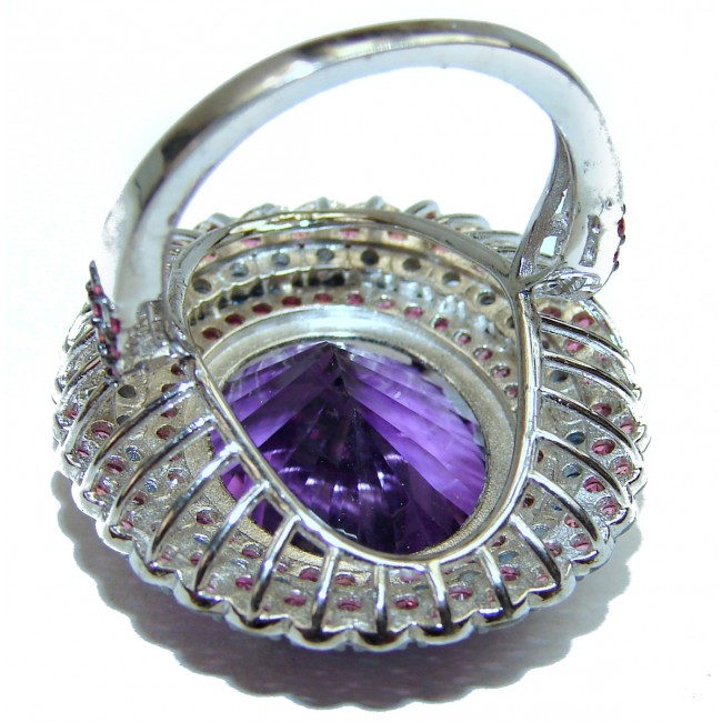 Vintage Style 25.2 carat Amethyst .925 Sterling Silver handmade Cocktail Ring s. 8