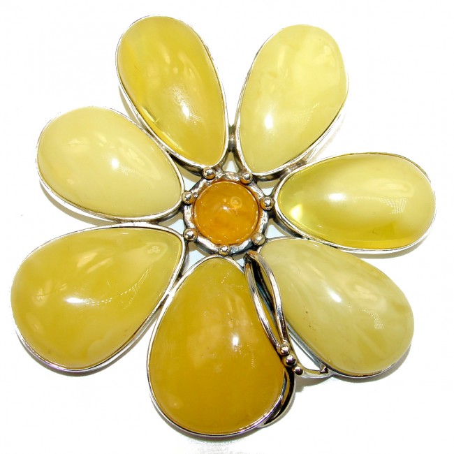 Incredible 55.5 grams Beauty Butterscotch Natural Baltic Amber .925 Sterling Silver handmade LARGE Pendant