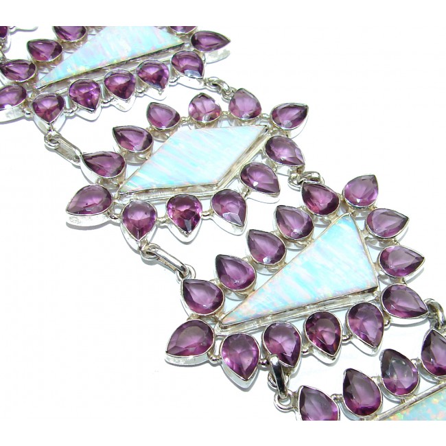 Stunning Modern Design Doublet Opal .925 Sterling Silver handmade Bracelet