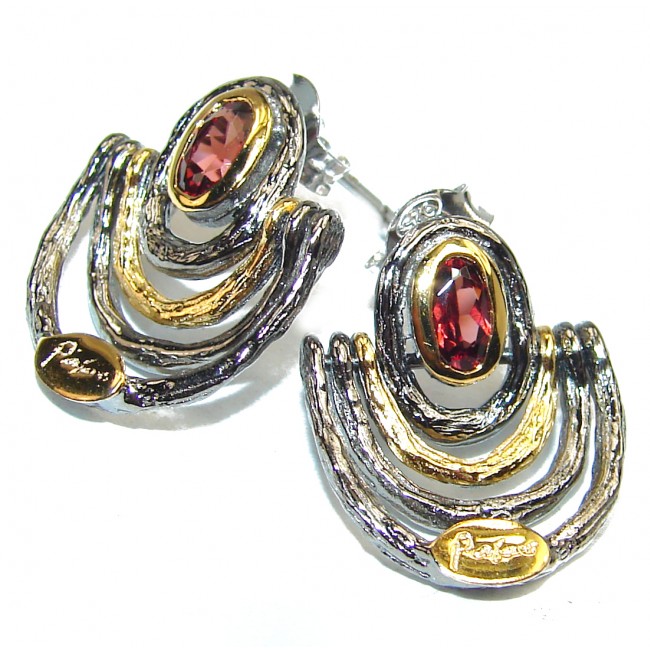 Authentic 12ct Garnet .925 Sterling Silver handmade earrings