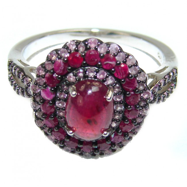 Vintage Design 6.2ctw Genuine Ruby .925 Sterling Silver handmade Ring size 8 1/4