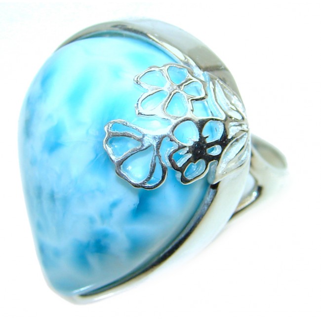 Natural Larimar .925 Sterling Silver handcrafted Ring s. 6 1/2