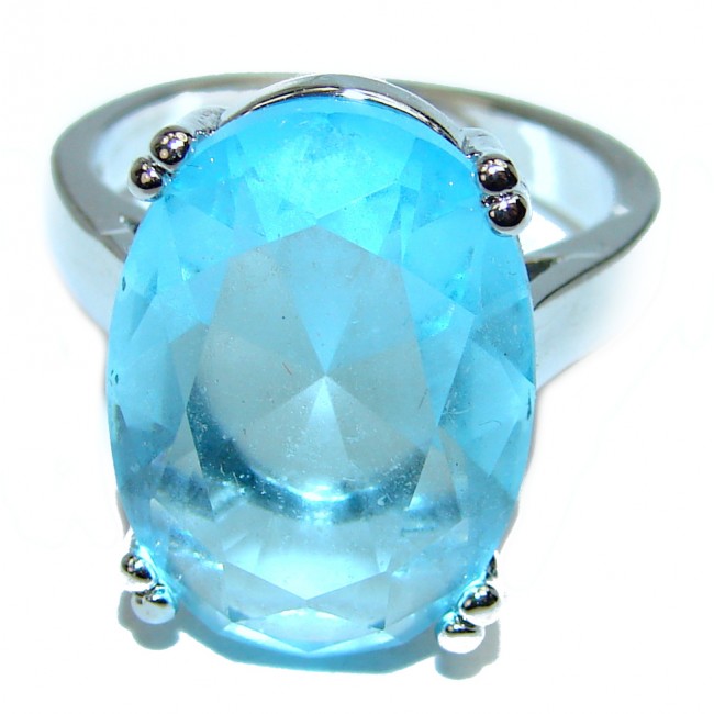 Clear Water Swiss Blue Topaz .925 Sterling Silver handmade Ring size 7