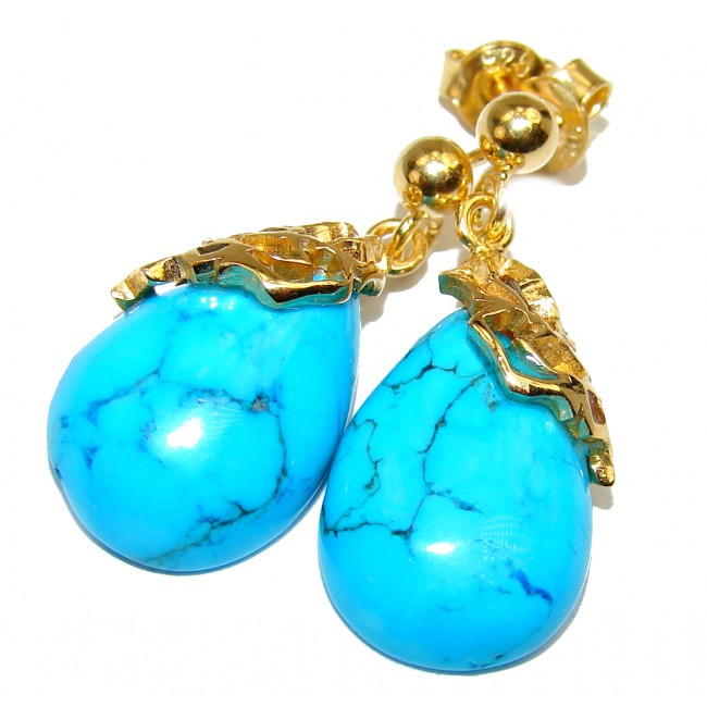 Genuine Sleeping Beauty Turquoise .925 Sterling Silver handcrafted Earrings
