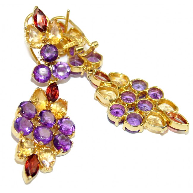 African Sun Genuine Amethyst 18K Gold over .925 Sterling Silver handcrafted earrings
