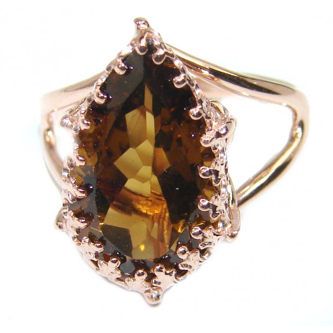 Authentic Smoky Topaz 18K Rose Gold over .925 Sterling Silver handcrafted ring s. 9 1/4