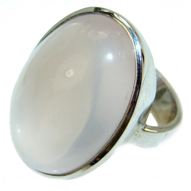 Large 22.2 carat Rose Quartz .925 Sterling Silver brilliantly handcrafted ring s. 6 1/4