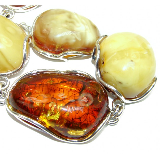 Unique genuine Baltic Amber .925 Sterling Silver handcrafted Bracelet