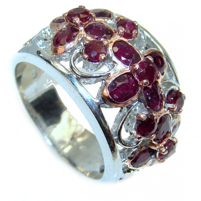 #90 9 Ct LAB RUBY ANTIQUE DESIGN 925 STERLING SILVER FILIGREE RING SIZE 8