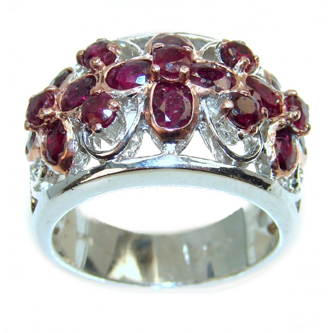 Vintage Design Genuine Ruby .925 Sterling Silver handmade Ring size 9