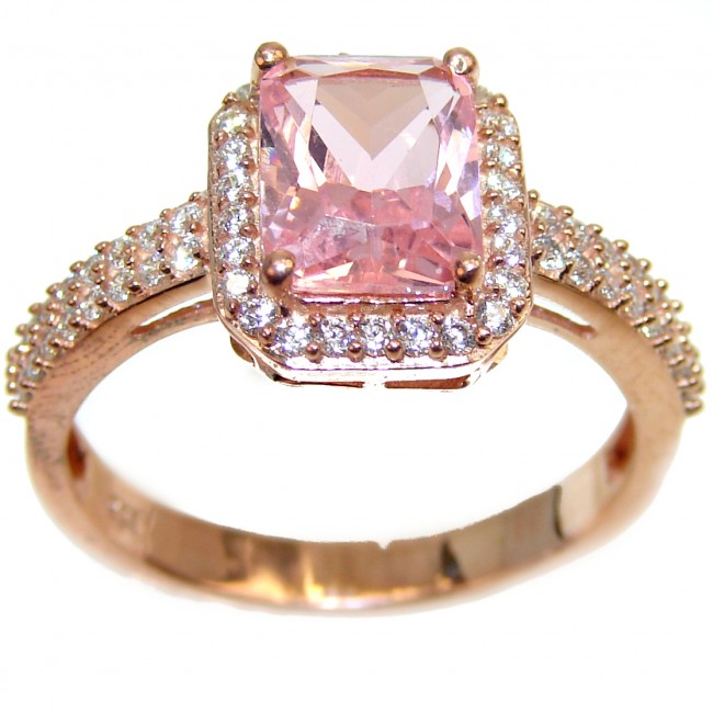 Exceptional Morganite 18K Rose Gold over .925 Sterling Silver handcrafted ring s. 9