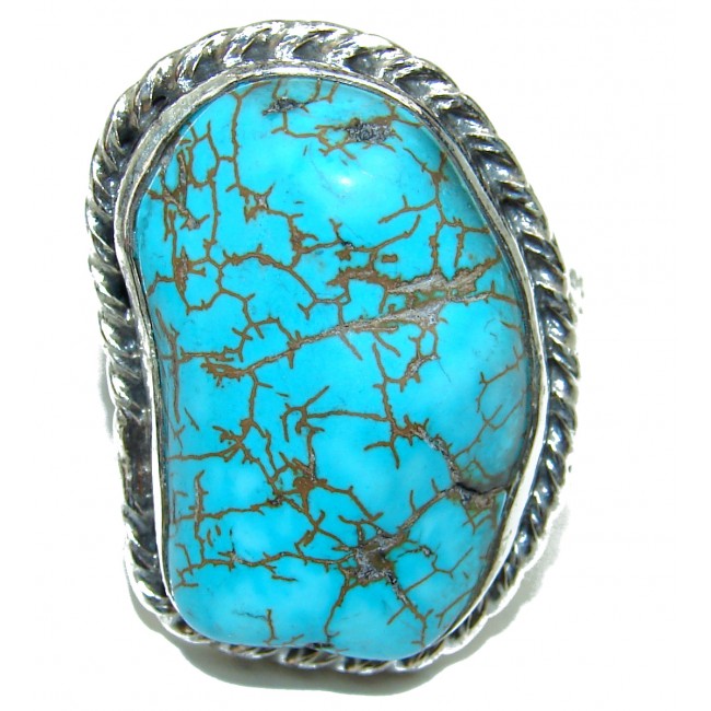 Authentic Turquoise .925 Sterling Silver ring; s. 10