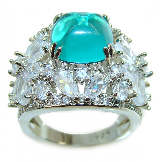 8.2 carat Paraiba Tourmaline .925 Sterling Silver handcrafted Statement Ring size 7 1/2