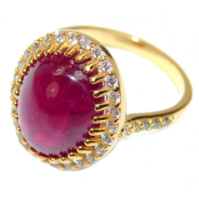 Great quality unique Ruby 18K white Gold over .925 Sterling Silver handcrafted Ring size 7 1/4