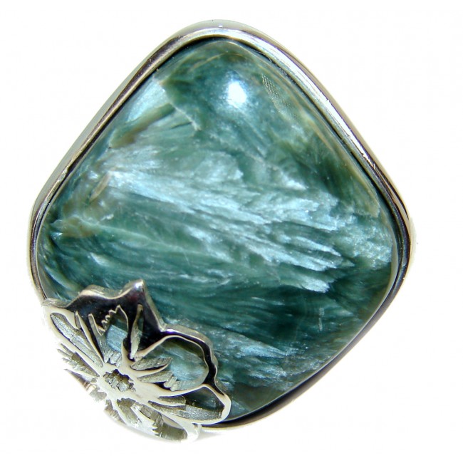 Great quality Russian Seraphinite .925 Sterling Silver handcrafted Ring size 8