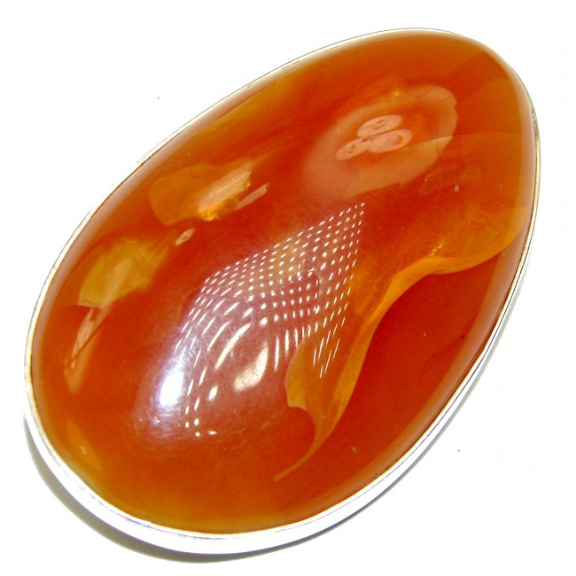 Huge Butterscotch Baltic Amber Sterling Silver handcrafted Brooch