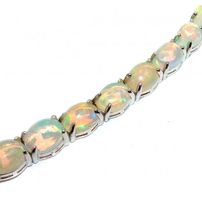 Precious authentic Ethiopian Opal 14K White Gold over .925 Sterling Silver Bracelet