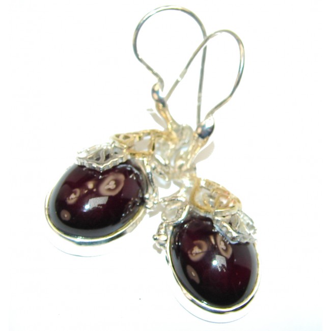 Large Authentic 28.5ct Hessonite Garnet .925 Sterling Silver handmade earrings