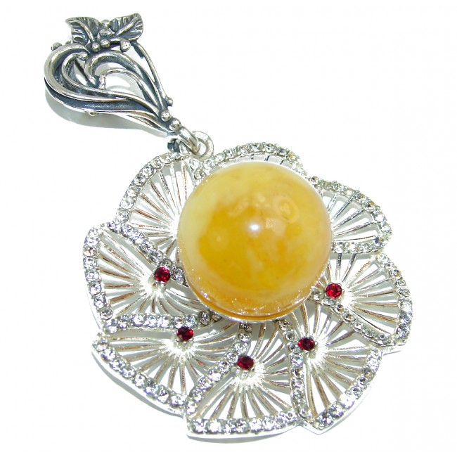 Incredible 17.8 grams Beauty Butterscotch Natural Baltic Amber .925 Sterling Silver handmade LARGE Pendant