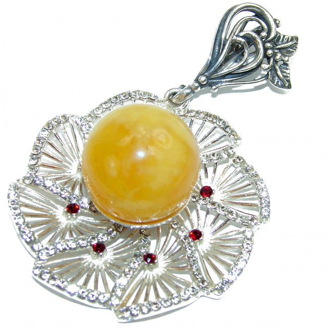 Incredible 17.8 grams Beauty Butterscotch Natural Baltic Amber .925 Sterling Silver handmade LARGE Pendant