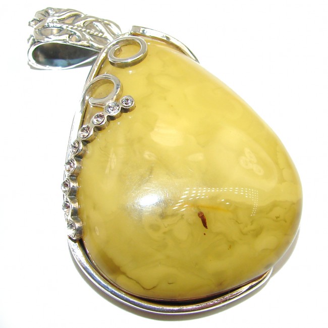 Incredible 26.8 grams Beauty Butterscotch Natural Baltic Amber .925 Sterling Silver handmade LARGE Pendant