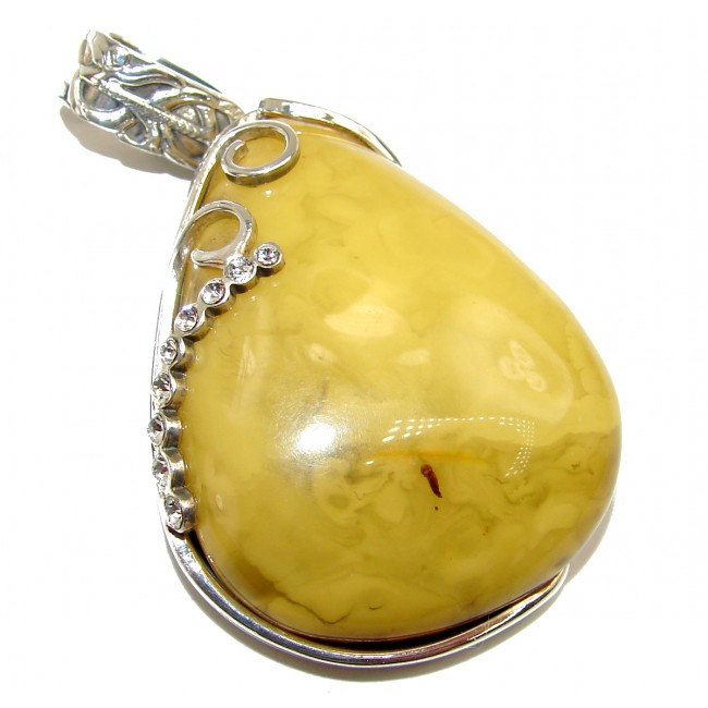 Incredible 26.8 grams Beauty Butterscotch Natural Baltic Amber .925 Sterling Silver handmade LARGE Pendant