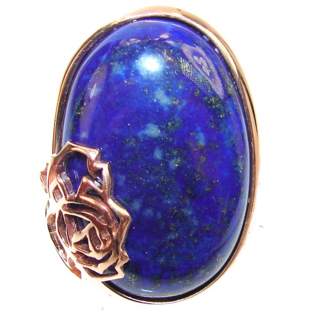 Huge Natural Lapis Lazuli 14K Gold over .925 Sterling Silver handcrafted ring size 6 3/4