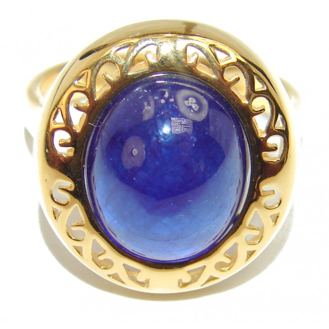 Genuine 11.8ct Sapphire 18K Gold over .925 Sterling Silver handmade Cocktail Ring s. 8