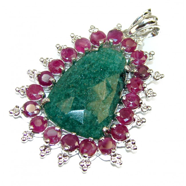 Gabriella Deluxe Emerald .925 Sterling Silver handmade Pendant Brooch