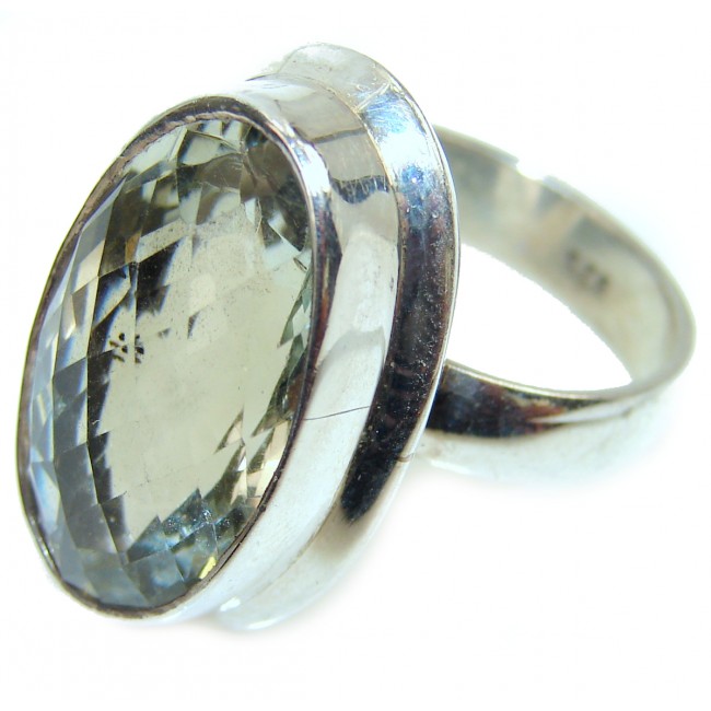 Best quality Green Amethyst .925 Sterling Silver handcrafted Ring Size 8