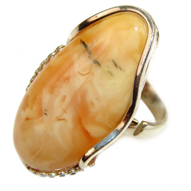 Best quality Butterscotch Baltic Amber .925 Sterling Silver handmade Ring size 9 adjustable