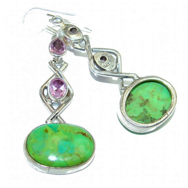 Perfect Green Turquoise .925 Sterling Silver earrings