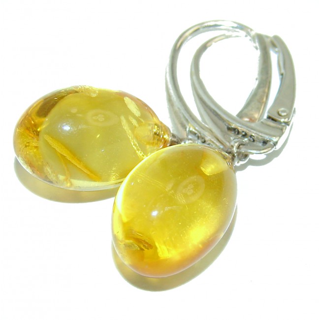 Huge Modern Beauty Amber .925 Sterling Silver entirely handcrafted chunky earrings