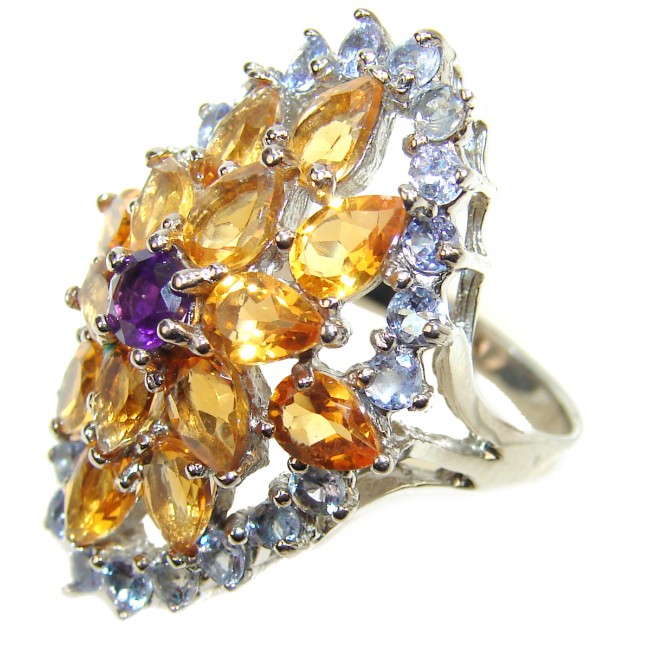 Luxurious Style Citrine .925 Sterling Silver handmade Ring s. 8