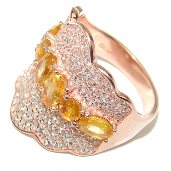 Luxurious Style Citrine 14K Gold over .925 Sterling Silver handmade Ring s. 8 1/4