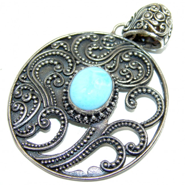 Moden Concept Larimar from Dominican Republic .925 Sterling Silver handmade pendant