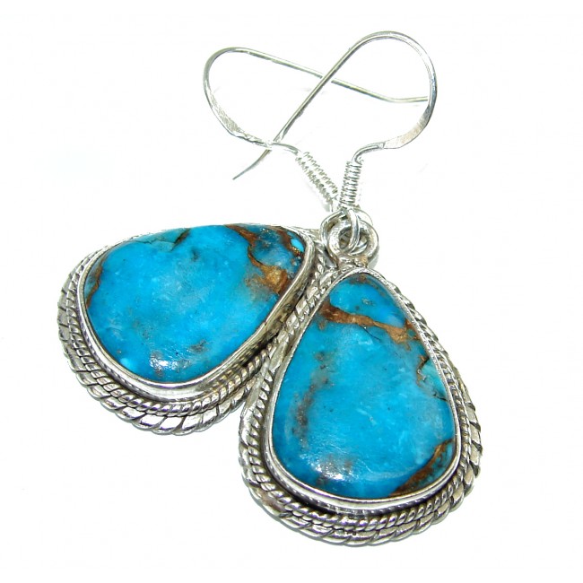 Genuine Turquoise .925 Sterling Silver handcrafted Earrings