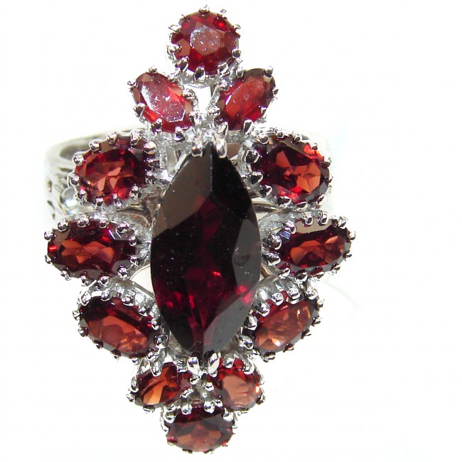 A MAGICAL INSPIRATION Authentic Garnet Sapphire .925 Sterling Silver handmade Ring s. 8 3/4