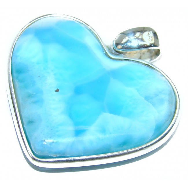 My Heart Larimar from Dominican Republic .925 Sterling Silver handmade pendant