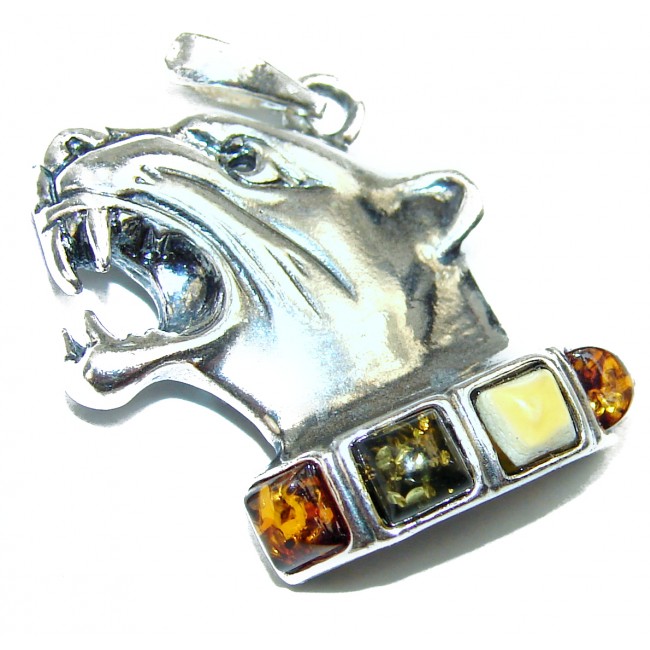 Authentic Amber La Panther .925 Sterling Silver handmade Pendant