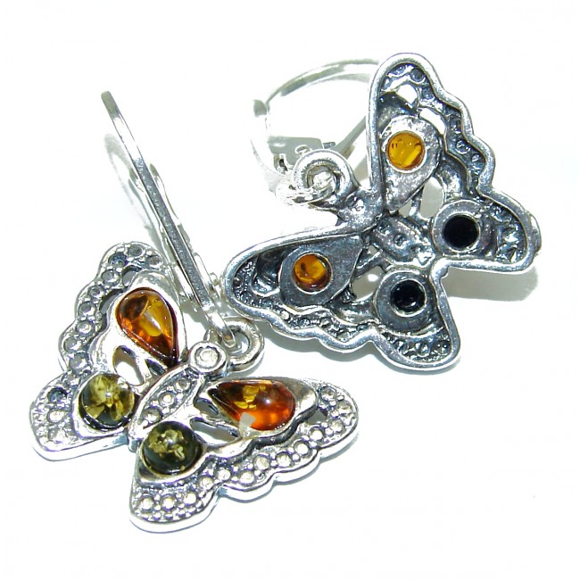 Butterlies Baltic Polish Amber .925 Sterling Silver earrings