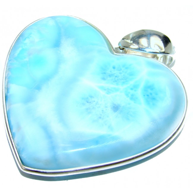 57.8 grams! Large Angel's Heart amazing quality Larimar .925 Sterling Silver handmade pendant