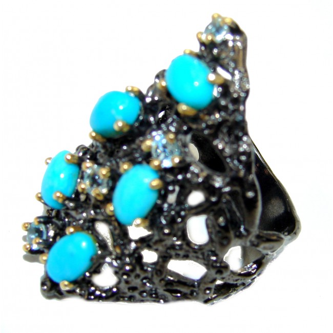 Authentic Turquoise black rhodium over .925 Sterling Silver ring; s. 7 3/4